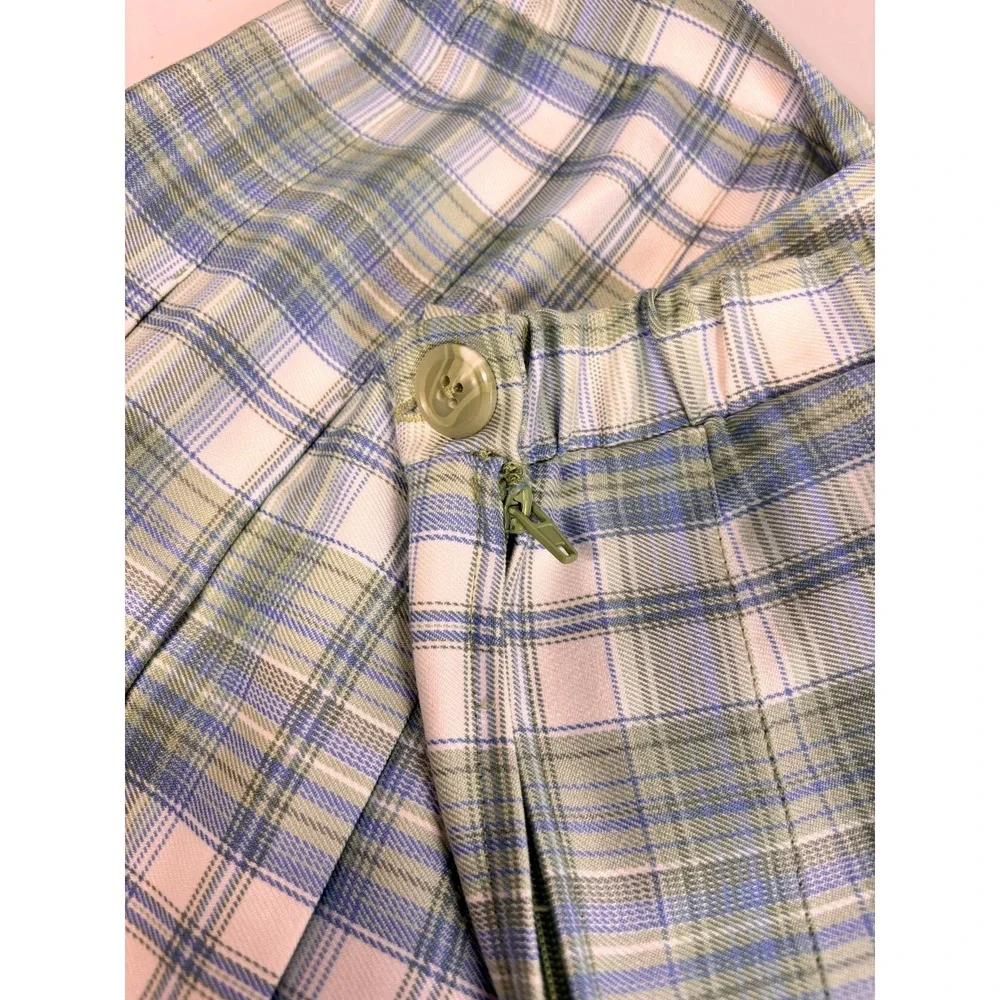 Rewind Plaid Pleated Skater Skirt SZ M High Waisted Schoolgirl Preppy Academia